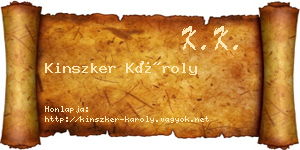 Kinszker Károly névjegykártya